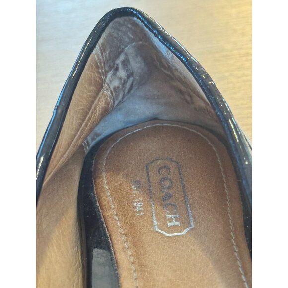 Coach Black & White Signature Canvas & Patent Leather Loafers Pauleen 7 B A0236 - Picture 10 of 11